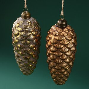 Набор стеклянных елочных игрушек Шишки Anacleto 16 см, 2 шт, подвеска Winter Deco фото 5