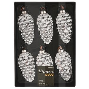 Набор стеклянных елочных игрушек Шишки Armando 11 см, 6 шт, подвеска Winter Deco фото 7