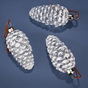 Набор стеклянных елочных игрушек Шишки Armando 11 см, 6 шт, подвеска Winter Deco фото 3