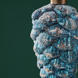 Набор стеклянных елочных игрушек Шишки Bartolo 14 см синий, 2 шт, подвеска Winter Deco фото 4