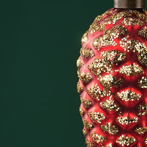 Набор стеклянных елочных игрушек Шишки Bartolo 14 см красный, 2 шт, подвеска Winter Deco фото 4