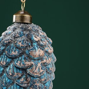 Набор стеклянных елочных игрушек Шишки Bartolo 14 см голубой, 2 шт, подвеска Winter Deco фото 4