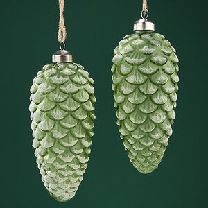 Набор стеклянных елочных игрушек Шишки Virgilio 17 см, 2 шт, подвеска Winter Deco фото 1