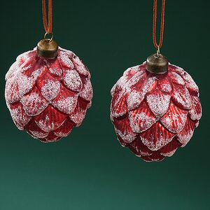 Набор стеклянных елочных игрушек Шишки Guerino 11 см, 2 шт, подвеска Winter Deco фото 5