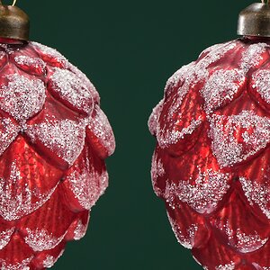 Набор стеклянных елочных игрушек Шишки Guerino 11 см, 2 шт, подвеска Winter Deco фото 2
