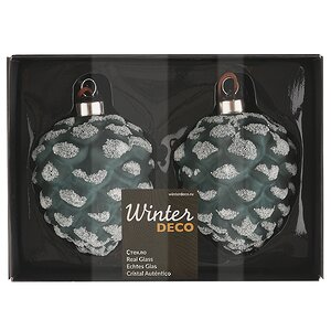 Набор стеклянных елочных игрушек Шишки Gennaro 10 см, 2 шт, подвеска Winter Deco фото 6
