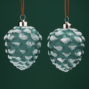 Набор стеклянных елочных игрушек Шишки Gennaro 10 см, 2 шт, подвеска Winter Deco фото 5