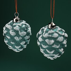 Набор стеклянных елочных игрушек Шишки Gennaro 10 см, 2 шт, подвеска Winter Deco фото 4