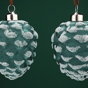 Набор стеклянных елочных игрушек Шишки Gennaro 10 см, 2 шт, подвеска Winter Deco фото 2