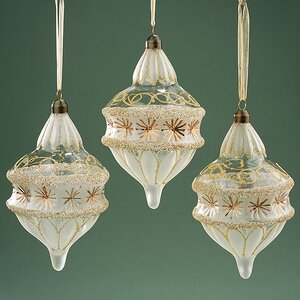 Набор стеклянных елочных игрушек Girolamo 15 см, 3 шт, подвеска Winter Deco фото 1