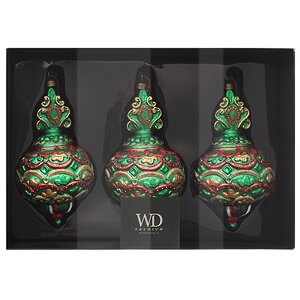 Набор стеклянных елочных игрушек Atherton - Завеса Тайны 16 см, 3 шт, подвеска Winter Deco фото 3