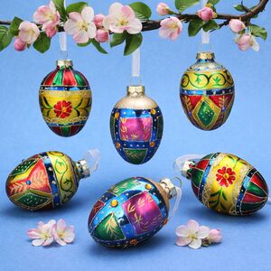 Елочные игрушки Яйца - Loreto Aprutino 8 см, 6 шт, подвеска, стекло