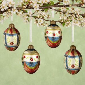 Елочные игрушки Яйца Павоне-Канавезе 11 см, 4 шт, стекло