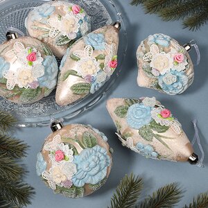 Набор стеклянных елочных шаров Pisa - Кружевная Зима 10 см, 6 шт Winter Deco фото 1