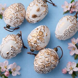 Елочные игрушки Яйца - Poggio Bernie 10 см, 6 шт, подвеска, стекло