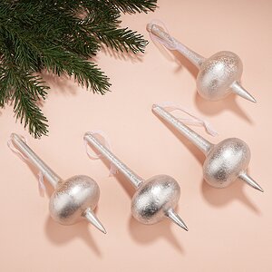 Набор стеклянных елочных игрушек Fossato di Vico 19 см, 6 шт, подвеска Winter Deco фото 10