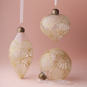 Набор стеклянных шаров Ispirazione - Золотое Кружево 8-13 см, 3 шт Winter Deco фото 1