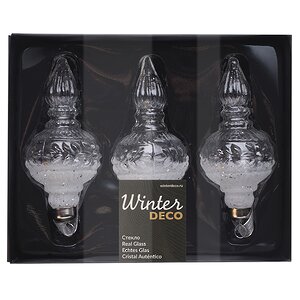 Набор стеклянных елочных игрушек Cesano Boscone 13 см, 3 шт, подвеска Winter Deco фото 7
