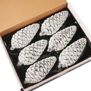 Набор стеклянных елочных игрушек Шишки Forcola 14 см, 6 шт, подвеска Winter Deco фото 7