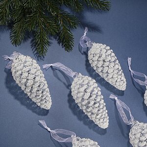Набор стеклянных елочных игрушек Шишки Forcola 14 см, 6 шт, подвеска Winter Deco фото 6