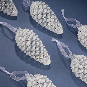 Набор стеклянных елочных игрушек Шишки Forcola 14 см, 6 шт, подвеска Winter Deco фото 4
