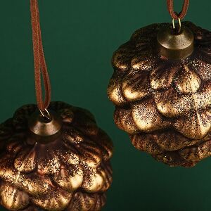 Набор стеклянных елочных игрушек Шишки - Bagnolo in Piano 10 см, 6 шт Winter Deco фото 7