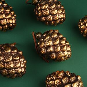 Набор стеклянных елочных игрушек Шишки - Bagnolo in Piano 10 см, 6 шт Winter Deco фото 8