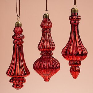 Набор стеклянных елочных игрушек Balangero 18 см красные, 3 шт, подвеска
