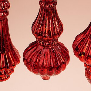 Набор стеклянных елочных игрушек Balangero 18 см красные, 3 шт, подвеска Winter Deco фото 2