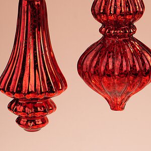 Набор стеклянных елочных игрушек Balangero 18 см красные, 3 шт, подвеска Winter Deco фото 3