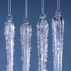 Набор стеклянных елочных игрушек Сосульки La Morra 29 см, 4 шт, подвеска Winter Deco фото 2