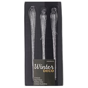 Набор стеклянных елочных игрушек Сосульки Lavarone 22 см, 3 шт, подвеска Winter Deco фото 3