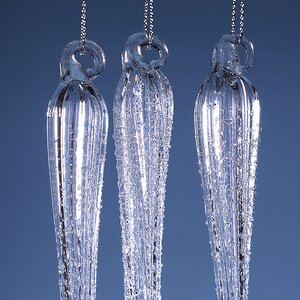 Набор стеклянных елочных игрушек Сосульки Lavarone 22 см, 3 шт, подвеска Winter Deco фото 2