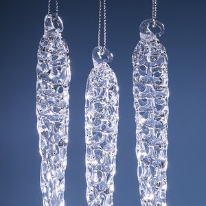 Набор стеклянных елочных игрушек Сосульки Lavello 22 см, 3 шт, подвеска Winter Deco фото 2