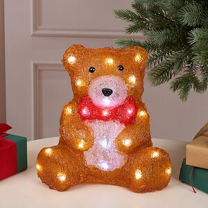 Светодиодная фигура Мишка с бантиком 25 см, 30 холодных белых LED ламп, IP44 Winter Deco фото 3