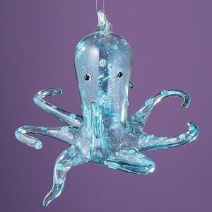 Стеклянная елочная игрушка Осьминог Кристальных Вод 12 см, подвеска