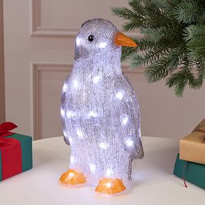 Светодиодная фигура Пингвинчик Уолтер 30 см, 30 холодных белых LED ламп, акрил, IP44