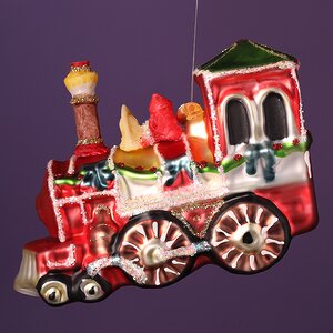 Стеклянная елочная игрушка Новогодний Паровозик 12 см, подвеска Winter Deco фото 4