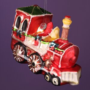 Стеклянная елочная игрушка Новогодний Паровозик 12 см, подвеска Winter Deco фото 6