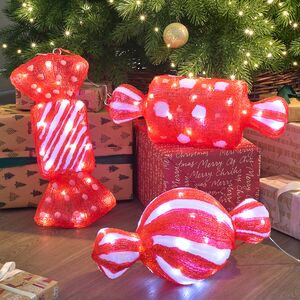 Светодиодная фигура Конфета в полоску - Bonne Аnnee 44 см, 40 холодных белых LED ламп, акрил, IP44 Winter Deco фото 3