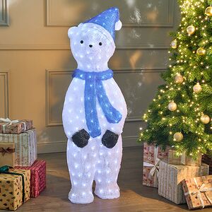 Светодиодная фигура Мишутка в синей шапочке 120 см, 240 холодных белых LED ламп, акрил, IP44 Winter Deco фото 5