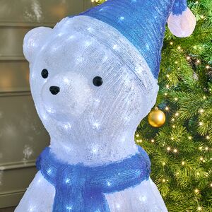 Светодиодная фигура Мишутка в синей шапочке 120 см, 240 холодных белых LED ламп, акрил, IP44 Winter Deco фото 2