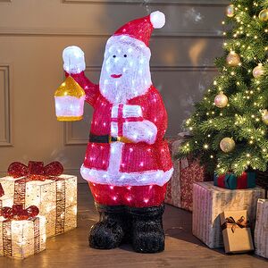 Светодиодная фигура Санта Клаус с фонарем 95 см, 160 холодных белых LED ламп, акрил, IP44 Winter Deco фото 3