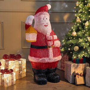 Светодиодная фигура Санта Клаус с фонарем 95 см, 160 холодных белых LED ламп, акрил, IP44 Winter Deco фото 7