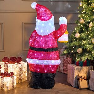 Светодиодная фигура Санта Клаус с фонарем 95 см, 160 холодных белых LED ламп, акрил, IP44 Winter Deco фото 5