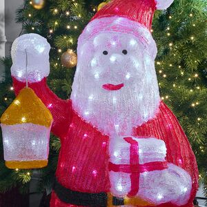 Светодиодная фигура Санта Клаус с фонарем 95 см, 160 холодных белых LED ламп, акрил, IP44 Winter Deco фото 2