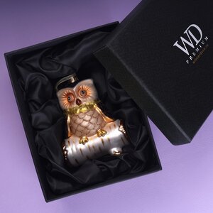 Стеклянная елочная игрушка Сова на Березовой Ветке 12 см, подвеска Winter Deco фото 3