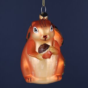 Стеклянная елочная игрушка Белочка с Орешком 9 см, подвеска Winter Deco фото 2