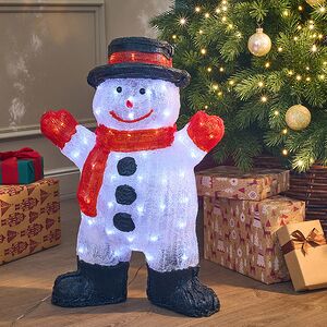 Светодиодная фигура Снеговичок Весельчак 63 см, 80 холодных белых LED ламп, акрил, IP44 Winter Deco фото 3