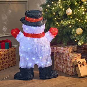 Светодиодная фигура Снеговичок Весельчак 63 см, 80 холодных белых LED ламп, акрил, IP44 Winter Deco фото 5